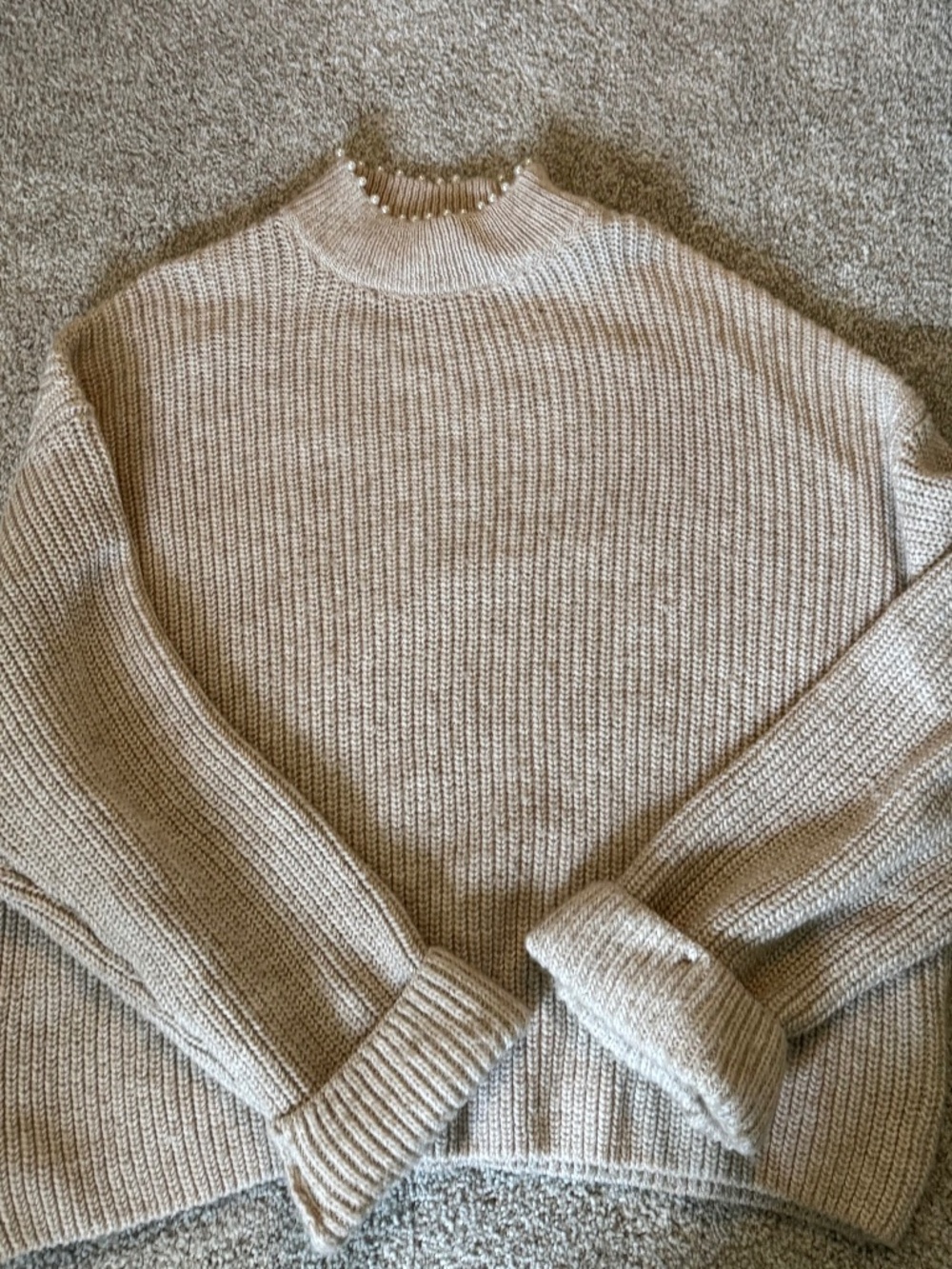 H&M Cream sweater with Pearl Accents